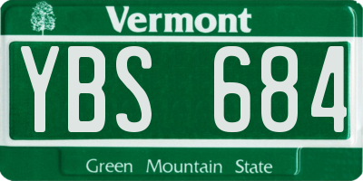VT license plate YBS684
