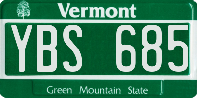 VT license plate YBS685