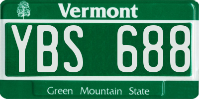 VT license plate YBS688