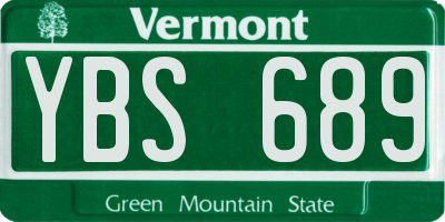 VT license plate YBS689