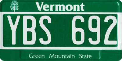VT license plate YBS692