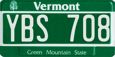 VT license plate YBS708