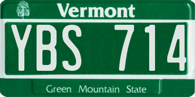 VT license plate YBS714