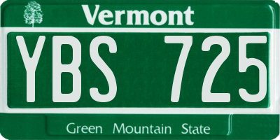 VT license plate YBS725