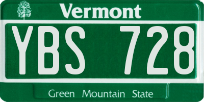 VT license plate YBS728