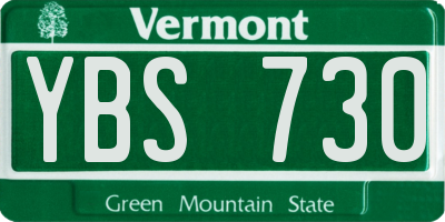 VT license plate YBS730