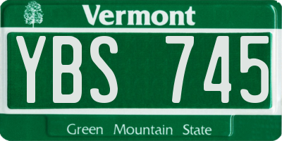 VT license plate YBS745