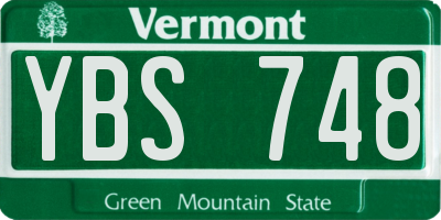 VT license plate YBS748
