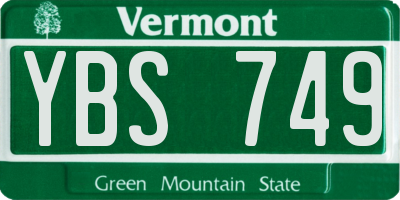VT license plate YBS749