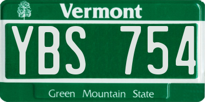 VT license plate YBS754