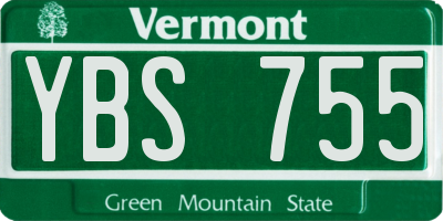 VT license plate YBS755