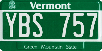 VT license plate YBS757