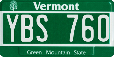 VT license plate YBS760