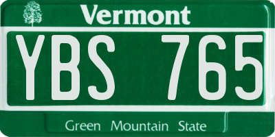 VT license plate YBS765