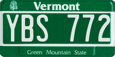 VT license plate YBS772