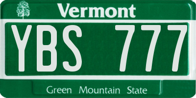 VT license plate YBS777