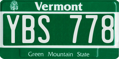 VT license plate YBS778
