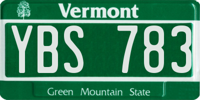 VT license plate YBS783