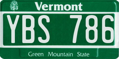 VT license plate YBS786