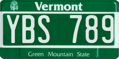 VT license plate YBS789