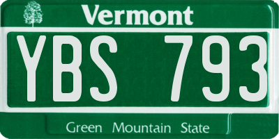 VT license plate YBS793
