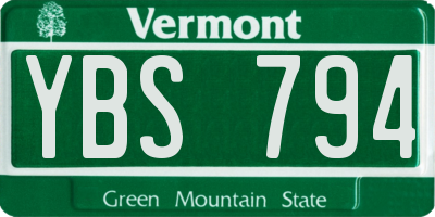 VT license plate YBS794