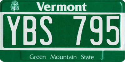 VT license plate YBS795