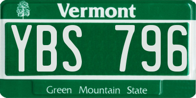 VT license plate YBS796