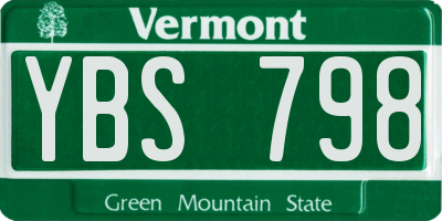 VT license plate YBS798