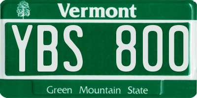 VT license plate YBS800