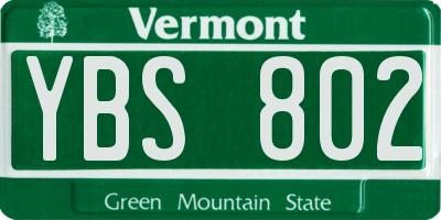 VT license plate YBS802