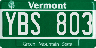 VT license plate YBS803
