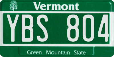 VT license plate YBS804