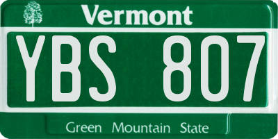VT license plate YBS807