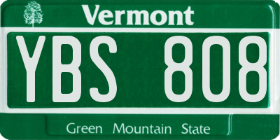 VT license plate YBS808