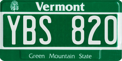 VT license plate YBS820
