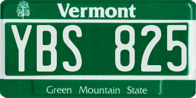 VT license plate YBS825