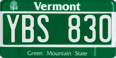 VT license plate YBS830