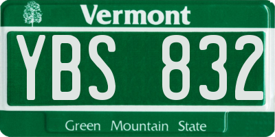 VT license plate YBS832