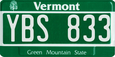 VT license plate YBS833