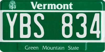 VT license plate YBS834