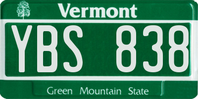 VT license plate YBS838