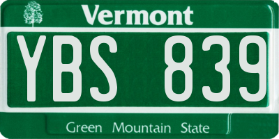 VT license plate YBS839