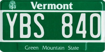 VT license plate YBS840