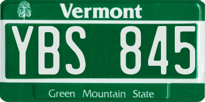 VT license plate YBS845