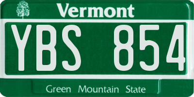 VT license plate YBS854