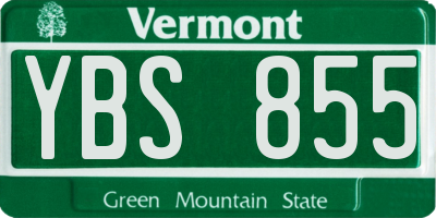 VT license plate YBS855