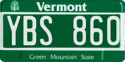 VT license plate YBS860
