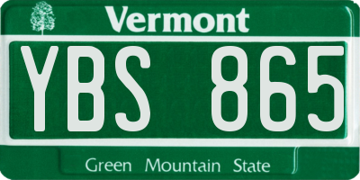 VT license plate YBS865