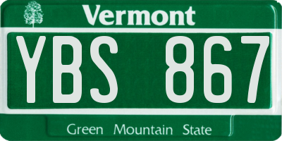 VT license plate YBS867